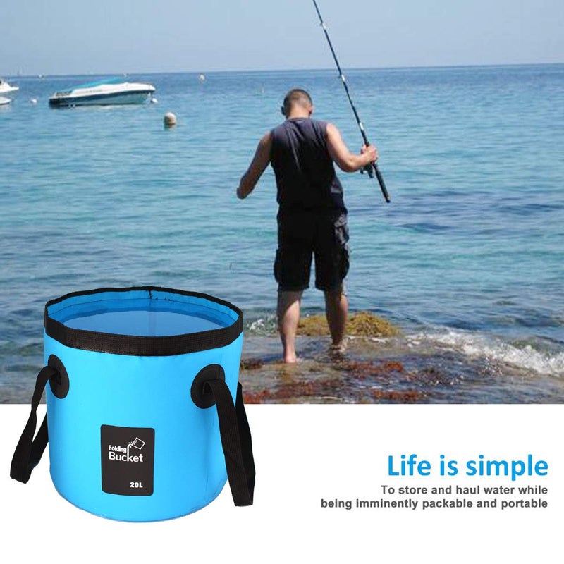 GoldPaddy 2 Pack Collapsible Buckets,Camping Water Storage Container 5 Gallon(20L) Portable Folding Bucket Wash Basin for Traveling Hiking Fishing Boating Gardening(Blue) - Image 4